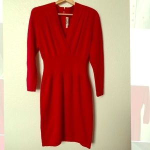 Beautiful Red St John Knit Surplice Dress